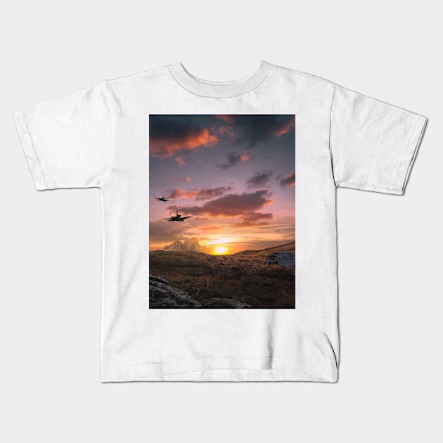 Sunset Jets Kids T-Shirt by Shaheen01